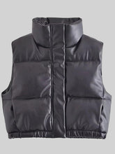 Load image into Gallery viewer, PU Leather Zip Up Drawstring Vest