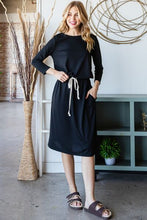 Load image into Gallery viewer, Reborn J Drawstring Waist Long Sleeve Tee Dress