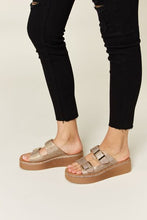 Load image into Gallery viewer, Forever Link Rhinestone Buckled Wedge Sandals