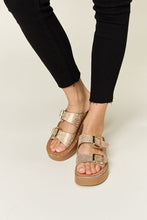 Load image into Gallery viewer, Forever Link Rhinestone Buckled Wedge Sandals