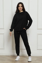 Load image into Gallery viewer, Round Neck Long Sleeve Top and Drawstring Pants Set