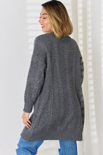 Load image into Gallery viewer, Cable-Knit Open Front Dropped Shoulder Cardigan