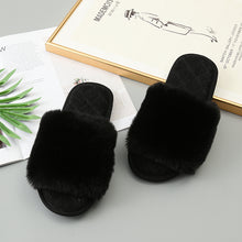 Load image into Gallery viewer, Faux Fur Open Toe Slippers