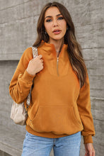 Load image into Gallery viewer, Quarter Zip Dropped Shoulder Sweatshirt