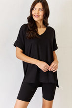 Load image into Gallery viewer, Zenana Full Size V-Neck Short Sleeve Slit T-Shirt and Shorts Set