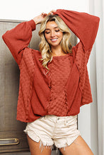 Load image into Gallery viewer, BiBi Checkered Spliced Long Sleeve Top