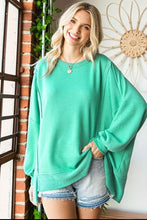 Load image into Gallery viewer, First Love Exposed Seam Round Neck Dropped Shoulder Blouse