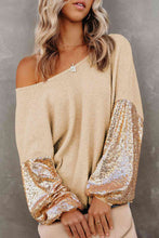 Load image into Gallery viewer, Sequin Waffle-Knit Blouse