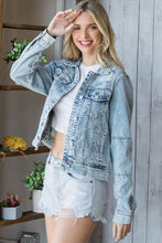 Load image into Gallery viewer, Veveret Distressed Button Up Denim Jacket