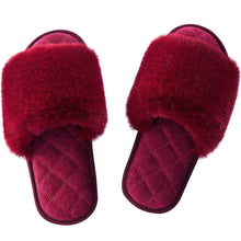 Load image into Gallery viewer, Faux Fur Open Toe Slippers