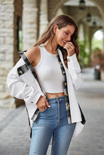 Load image into Gallery viewer, Plaid Collared Dropped Shoulder Jacket