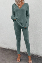 Load image into Gallery viewer, Basic Bae Full Size Notched Long Sleeve Top and Pants Set