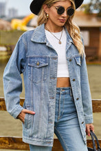 Load image into Gallery viewer, Buttoned Collared Neck Denim Jacket with Pockets