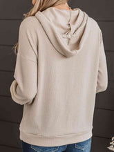 Load image into Gallery viewer, Ribbed Drawstring Dropped Shoulder Hoodie