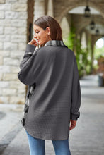 Load image into Gallery viewer, Plaid Collared Dropped Shoulder Jacket