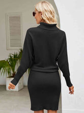 Load image into Gallery viewer, Turtle Neck Long Sleeve Ribbed Sweater Dress