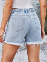 Load image into Gallery viewer, Distressed Pearl Trim Denim Shorts with Pockets