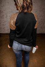 Load image into Gallery viewer, BELIEVE Sequin Long Sleeve Round Neck Blouse