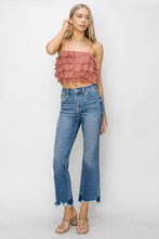 Load image into Gallery viewer, RISEN High Waist Raw Hem Flare Jeans