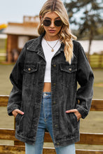 Load image into Gallery viewer, Buttoned Collared Neck Denim Jacket with Pockets