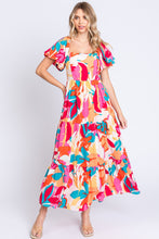 Load image into Gallery viewer, GeeGee Full Size Printed Smocked Back Tiered Maxi Dress