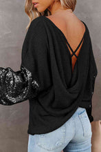 Load image into Gallery viewer, Sequin Waffle-Knit Blouse