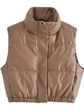 Load image into Gallery viewer, PU Leather Zip Up Drawstring Vest