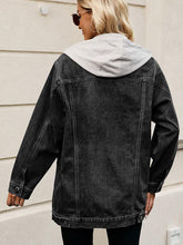 Load image into Gallery viewer, Drawstring Button Up Hooded Denim Jacket