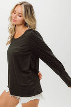 Load image into Gallery viewer, BiBi Round Neck Polka Dot Lantern Sleeve Top