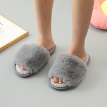 Load image into Gallery viewer, Faux Fur Open Toe Slippers