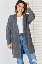 Load image into Gallery viewer, Cable-Knit Open Front Dropped Shoulder Cardigan