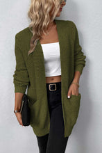 Load image into Gallery viewer, Rib-Knit Open Front Pocketed Cardigan