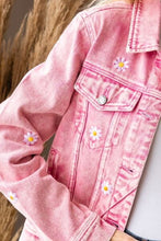Load image into Gallery viewer, Veveret Daisy Print Button Up Denim Jacket