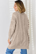 Load image into Gallery viewer, Cable-Knit Open Front Dropped Shoulder Cardigan