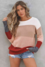 Load image into Gallery viewer, Color Block Round Neck Sweater