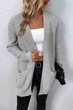 Load image into Gallery viewer, Rib-Knit Open Front Pocketed Cardigan