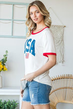 Load image into Gallery viewer, Heimish Full Size USA Contrast Trim Short Sleeve T-Shirt