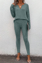 Load image into Gallery viewer, Basic Bae Full Size Notched Long Sleeve Top and Pants Set