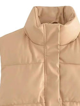 Load image into Gallery viewer, PU Leather Zip Up Drawstring Vest