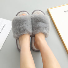 Load image into Gallery viewer, Faux Fur Open Toe Slippers