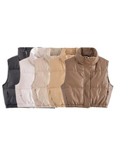 Load image into Gallery viewer, PU Leather Zip Up Drawstring Vest