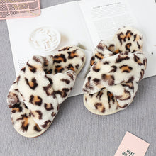 Load image into Gallery viewer, Faux Fur Crisscross Strap Slippers