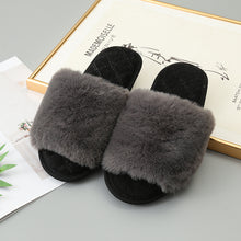 Load image into Gallery viewer, Faux Fur Open Toe Slippers