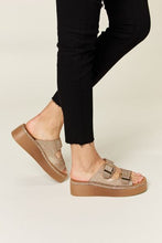 Load image into Gallery viewer, Forever Link Rhinestone Buckled Wedge Sandals
