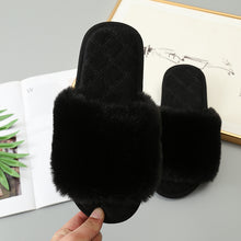 Load image into Gallery viewer, Faux Fur Open Toe Slippers