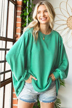 Load image into Gallery viewer, First Love Exposed Seam Round Neck Dropped Shoulder Blouse