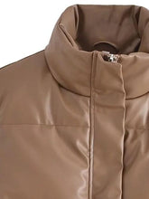 Load image into Gallery viewer, PU Leather Zip Up Drawstring Vest