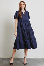 Load image into Gallery viewer, HEYSON Full Size Cotton Poplin Ruffled Tiered Midi Dress