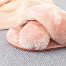 Load image into Gallery viewer, Faux Fur Crisscross Strap Slippers