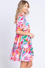 Load image into Gallery viewer, GeeGee Printed Short Sleeve Ruffle Hem Dress